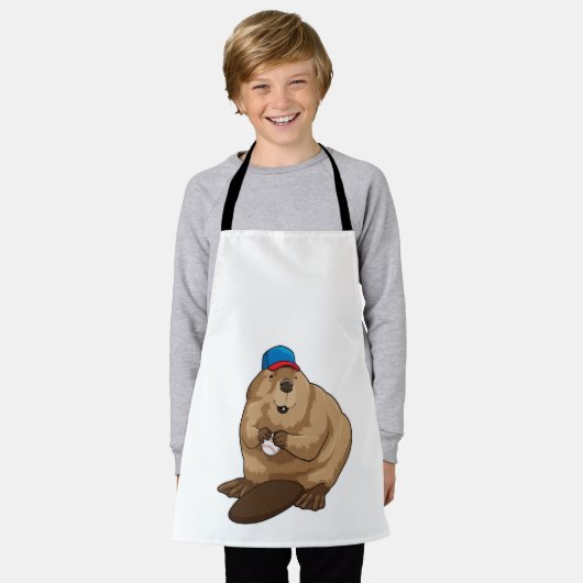 Beaver bij honkbal met honkbal schort (Gedragen)