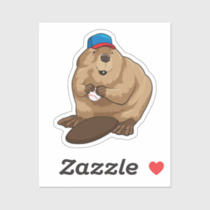 Beaver bij honkbal met honkbal sticker