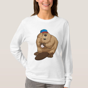 Beaver bij honkbal met honkbal t-shirt