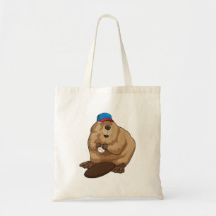 Beaver bij honkbal met honkbal tote bag