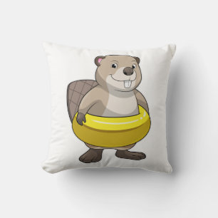 Beaver bij Zwemmen met Zwemring Kussen