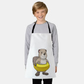 Beaver bij Zwemmen met Zwemring Schort (Gedragen)