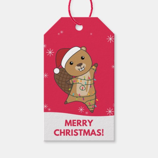 Beaver Cheerful Winter Animals Beavers G Cadeaulabel (Voorkant)