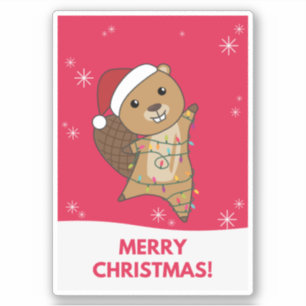Beaver Cheerful Winter Animals Beavers S Sticker