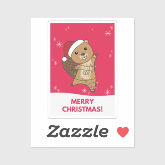 Beaver Cheerful Winter Animals Beavers S Sticker (Vel)