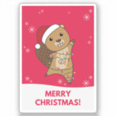 Beaver Cheerful Winter Animals Beavers S Sticker (Voorkant)