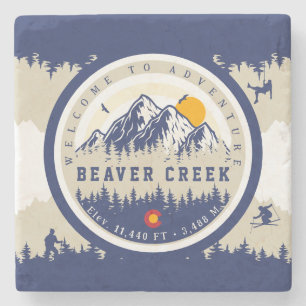 Beaver Creek Colorado Vlag Berg Ski Souvenir Stenen Onderzetter