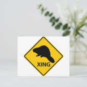 Beaver Crossing Highway Sign Briefkaart (Staand voorkant)