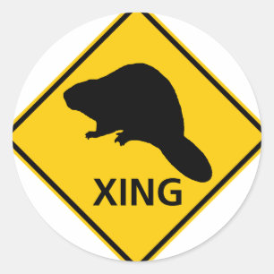 Beaver Crossing Highway Sign Ronde Sticker