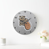 Beaver Cute; Metal-look Grote Klok (Huis)