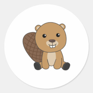 Beaver Cute Rodents for Kids Funny Beaver Ronde Sticker