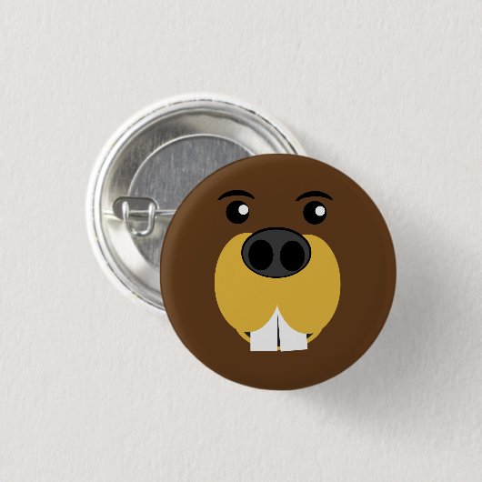 Beaver Face Ronde Button 3,2 Cm (Voorkant /achterkant)