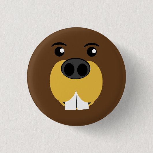 Beaver Face Ronde Button 3,2 Cm (Voorkant)