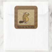 Beaver in profiel vierkante sticker (Tas)