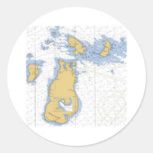 Beaver Island, MI Nautical Chart Ronde Sticker