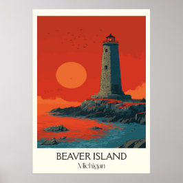 Beaver Island Michigan vuurtorenkunst Poster