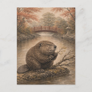 Beaver Japanese Landscape Postcard Briefkaart