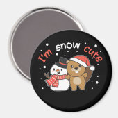 Beaver Je suis Snow mignon Snowman Pun Magnet (Recto/Verso)