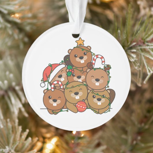 Beaver kerstboom Funny Animal Kerstmis Ornament (Boom)