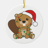 Beaver-kerstwinterdieren Beaver Keramisch Ornament (Voorkant)