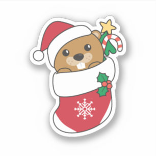 Beaver-kerstwintersneeuw Sticker