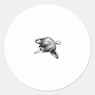Beaver Line Art Logo Ronde Sticker