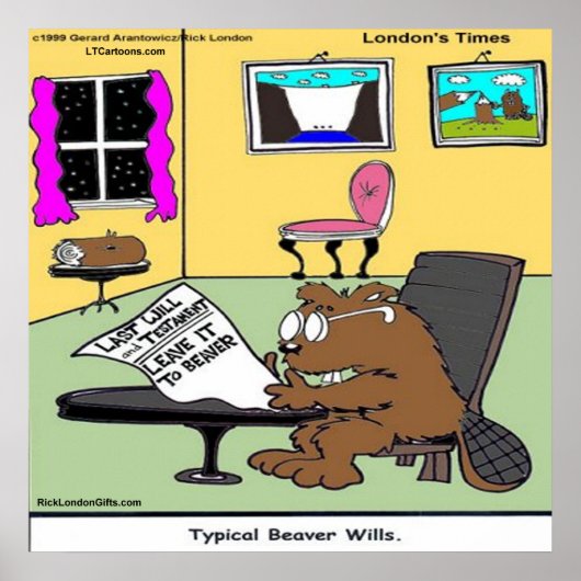 Beaver Living Wills Funny Rick London Poster (Devant)