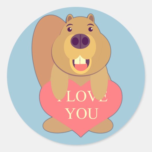 Beaver Love Ronde Sticker (Voorkant)