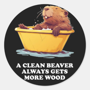 Beaver Lover Bath Ronde Sticker