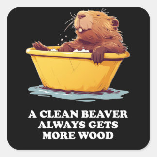 Beaver Lover Bath Vierkante Sticker