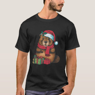 Beaver Lover Kerstvakantie Santa Beaver Kerstmis T-shirt