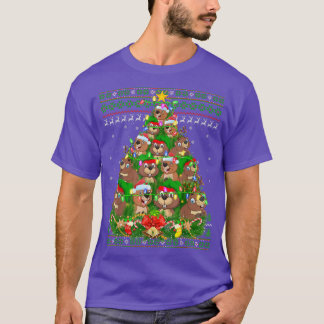 Beaver Lover Xmas licht lelijke kerstavond T-shirt