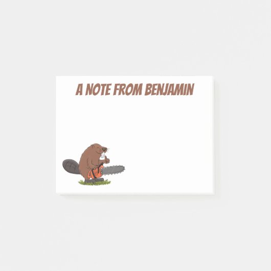 Beaver met de cartoon van kettingzagen illustratie post-it® notes (Voorkant)