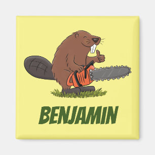 Beaver met geketende grappige illustratie van cart magneet