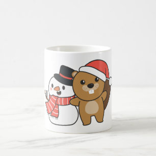 Beaver met Snowman in de winter bij Kerstmis Koffiemok