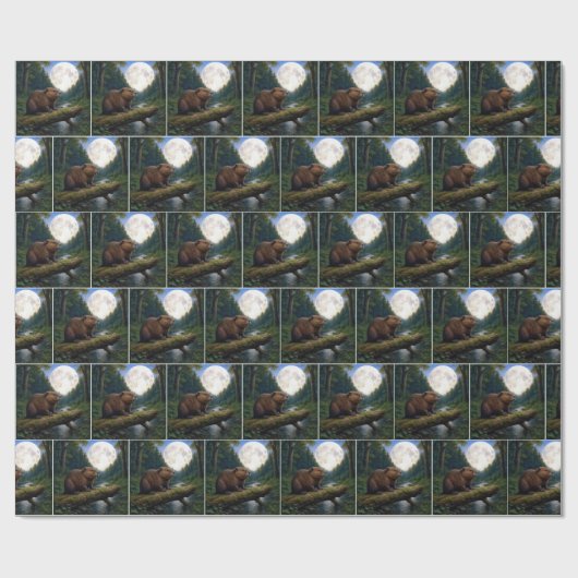 Beaver Moon In a Forest Cadeaupapier (Vlak)