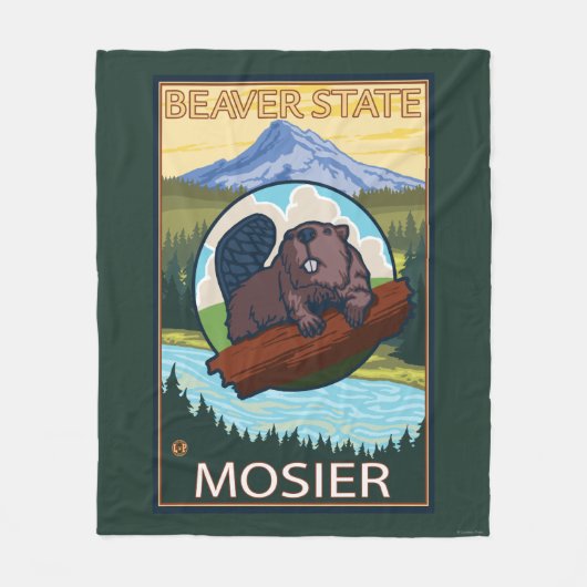 Beaver & Mt. Hood - Mosier, Oregon Fleece Deken (Voorkant)