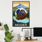 Beaver & Mt. Hood - Mosier, Oregon Poster (Thuiskantoor)