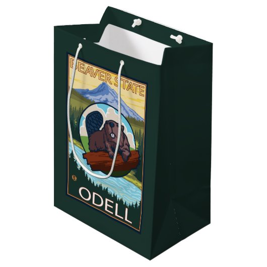 Beaver & Mt. Hood - Odell, Oregon Medium Cadeauzakje (Voorkant Gekanteld)