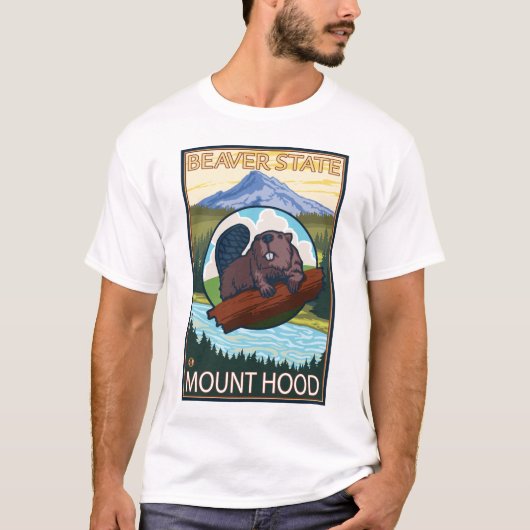 Beaver & Mt. Hood, Oregon T-shirt (Voorkant)