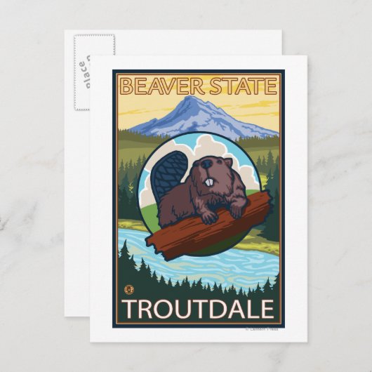 Beaver & Mt. Hood - Troutdale, Oregon Briefkaart (Voorkant / Achterkant)
