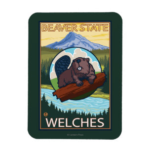 Beaver & Mt. Hood - Welches, Oregon Magneet