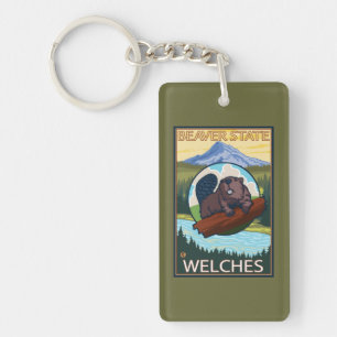 Beaver & Mt. Hood - Welches, Oregon Sleutelhanger