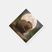 Beaver On a Log With Full Moon Servet (Hoek)