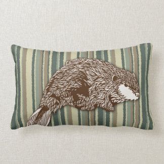 Beaver op woestijnstrepen kussen