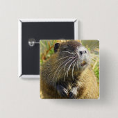 Beaver Photo Square Pin Vierkante Button 5,1 Cm (Voorkant /achterkant)