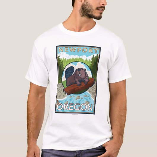 Beaver & River - Newport, Oregon T-shirt (Voorkant)