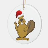 Beaver schattige santa-hoed keramisch ornament (Links)
