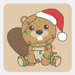 Beaver Square Stic Vierkante Sticker