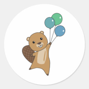 Beaver Sumsi-ballonnen Funny Animals for Children Ronde Sticker